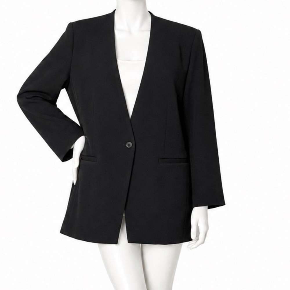 Spanx The Perfect Collarless Oversized Ponte Blazer Jacket Women's XL Black